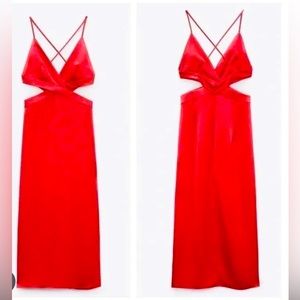 Zara pink/red cutout dress